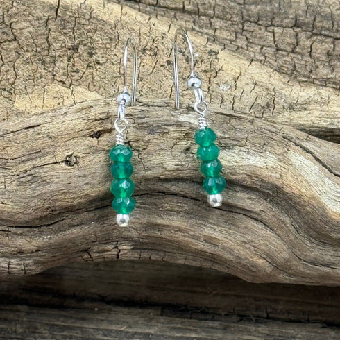 Faceted Green Onyx Drop Earrings Earrings