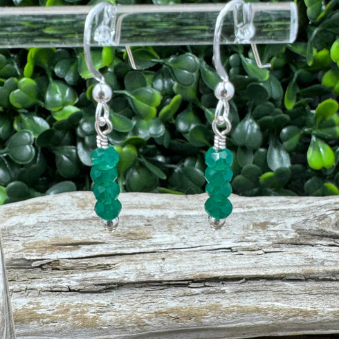 Faceted Green Onyx Drop Earrings Earrings