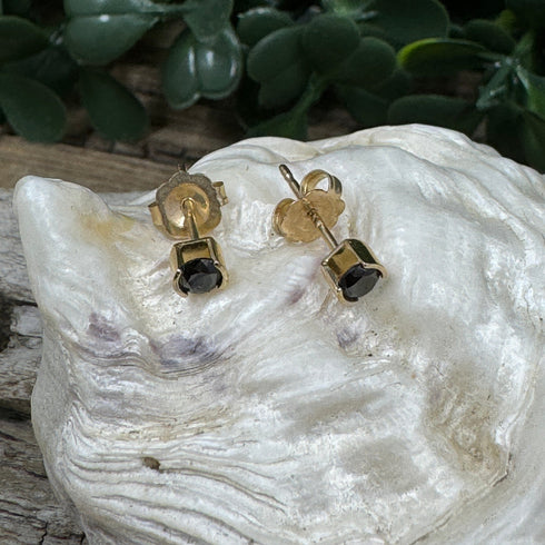 Midnight Whisper: 14K Genuine Black Diamond Stud Earrings Earrings