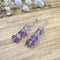 Tumbled Amethyst Drop Earrings, 1.5" Sterling Hooks Earrings