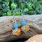 Turquoise and Apricot Flower Lampwork Earrings Earrings