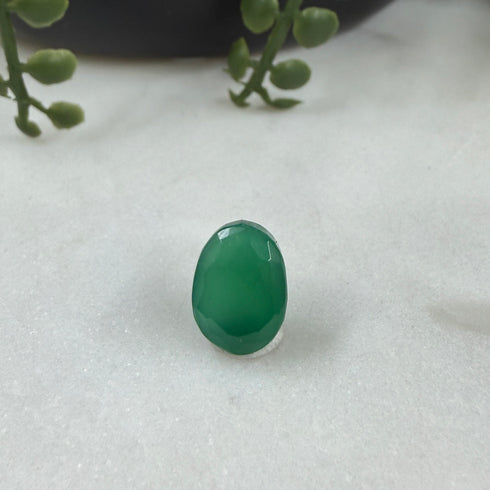 5.20 CT Dyed Green Chalcedony Oval Faceted Loose Gemstone 12x9mm Loose Gemstones