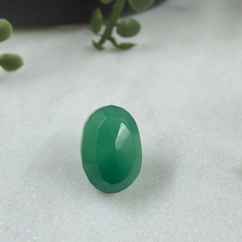 5.20 CT Dyed Green Chalcedony Oval Faceted Loose Gemstone 12x9mm Loose Gemstones