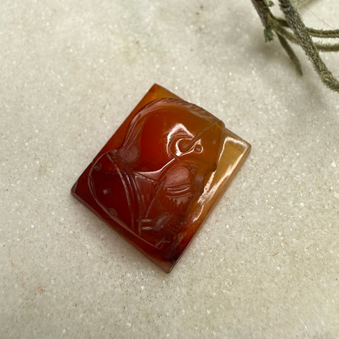 Vintage Carved Carnelian Cameo Roman Soldier Portrait 14x12mm Loose Gemstones