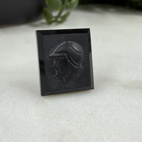 Vintage German Carved Black Onyx Cameo 14x12mm Leo Wolleman 1971 Loose Gemstones