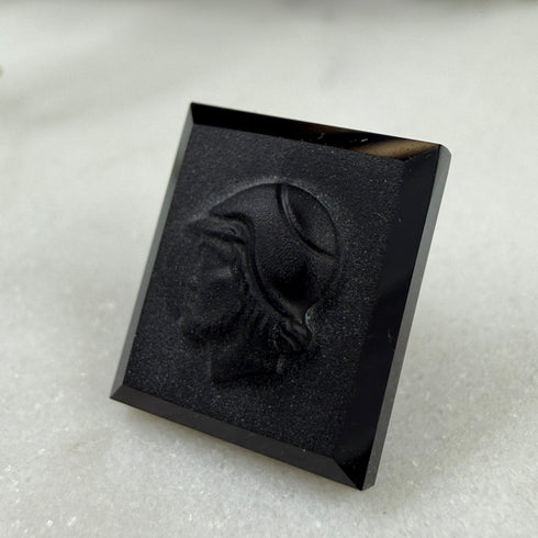 Vintage German Carved Black Onyx Cameo 14x12mm Leo Wolleman 1971 Loose Gemstones