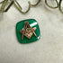 Vintage Masonic Square Compass Emblem Green Onyx Cabochon 12x12mm Pre-1974 Loose Gemstones