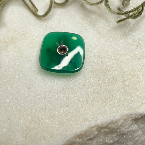 Vintage Masonic Square Compass Emblem Green Onyx Cabochon 12x12mm Pre-1974 Loose Gemstones