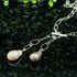 16-Inch Sterling Silver Lariat Necklace with Dual Baroque Pearls - Light Purple and Cream with Iridescent Nacre Necklaces