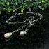 16-Inch Sterling Silver Lariat Necklace with Dual Baroque Pearls - Light Purple and Cream with Iridescent Nacre Necklaces