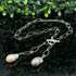 16-Inch Sterling Silver Lariat Necklace with Dual Baroque Pearls - Light Purple and Cream with Iridescent Nacre Necklaces