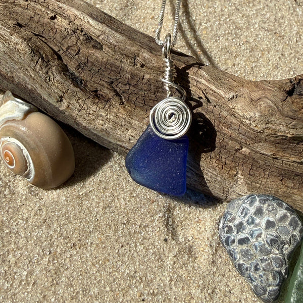 Cape May Blue Sea Glass Pendant Necklace Necklaces