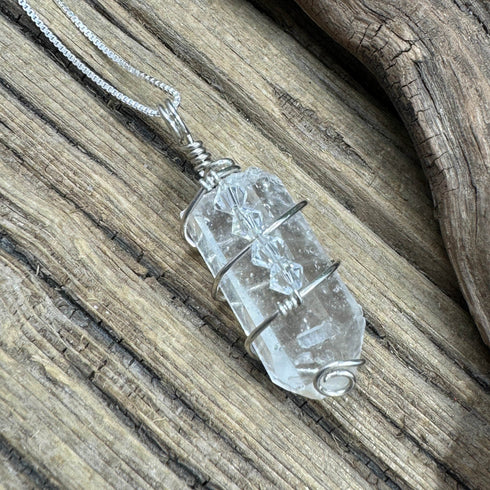 Exclusive I, Me, Mine Arkansas Quartz Pendant - Sterling Silver Wire-Wrapped Necklace Necklaces
