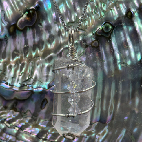 Exclusive I, Me, Mine Arkansas Quartz Pendant - Sterling Silver Wire-Wrapped Necklace Necklaces