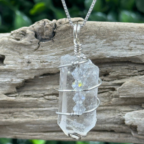 Exclusive I, Me, Mine Arkansas Quartz Pendant - Sterling Silver Wire-Wrapped Necklace Necklaces