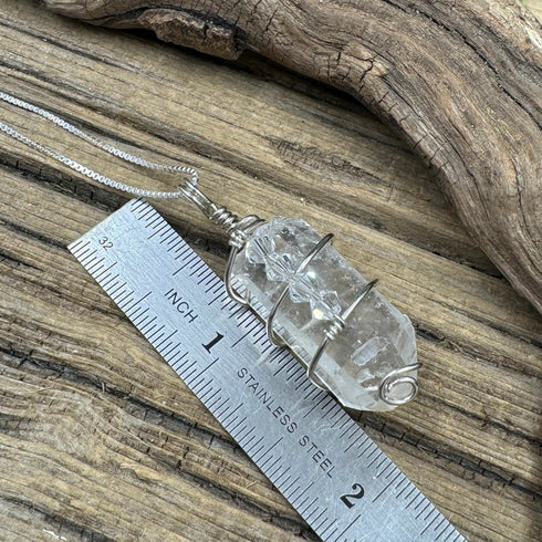 Exclusive I, Me, Mine Arkansas Quartz Pendant - Sterling Silver Wire-Wrapped Necklace Necklaces