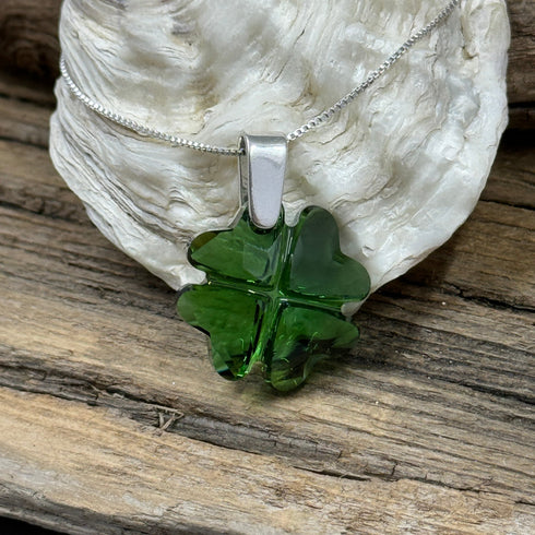 Kelly Green Crystal 4-Leaf Clover Necklace Necklaces