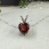 Natural Garnet Buff Top Faceted 7mm Heart Pendant Sterling Silver Necklace Necklaces