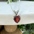 Natural Garnet Buff Top Faceted 7mm Heart Pendant Sterling Silver Necklace Necklaces