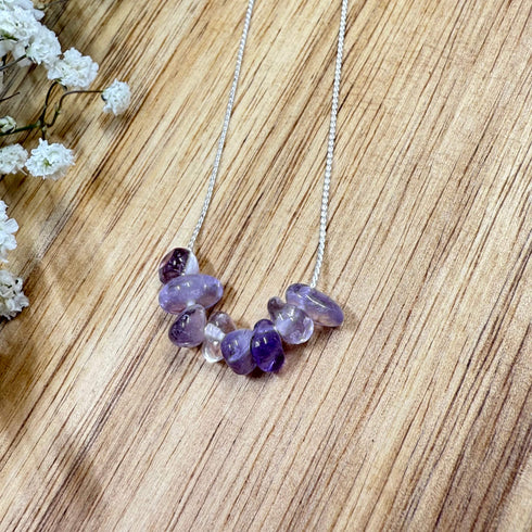 Tumbled Amethyst Slide Necklace - 16" Necklaces