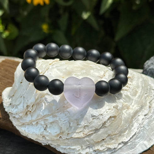 Onyx and Heart Bracelet