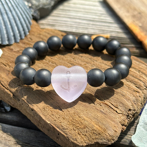 Onyx and Heart Bracelet