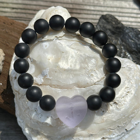 Onyx and Heart Bracelet