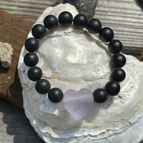 Onyx and Heart Bracelet