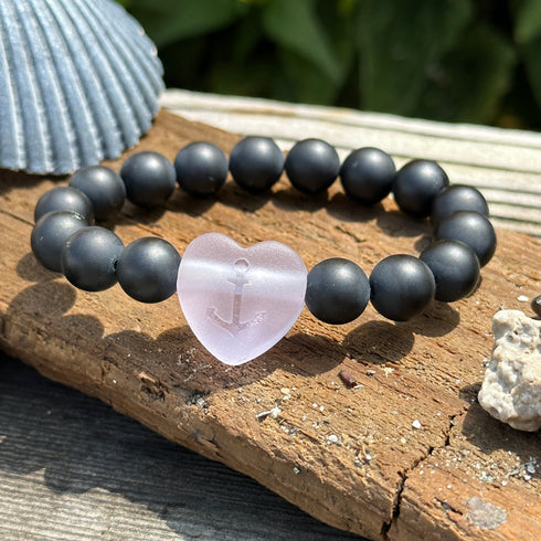 Onyx and Heart Bracelet