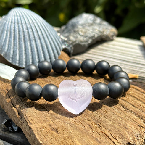 Onyx and Heart Bracelet