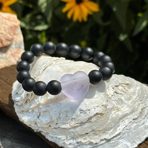 Onyx and Heart Bracelet