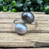 Grey and Peacock Pearl Adjustable Sterling Silver Ring Rings
