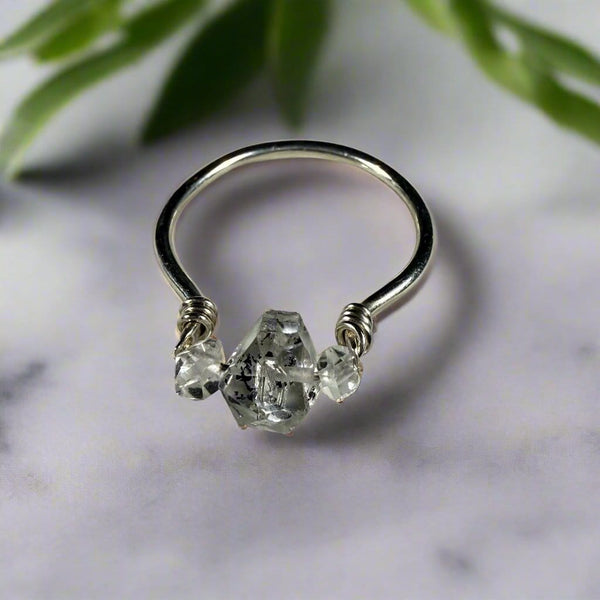Herkimer Diamond Trio Ring: Perfectly Imperfect Beauty Rings