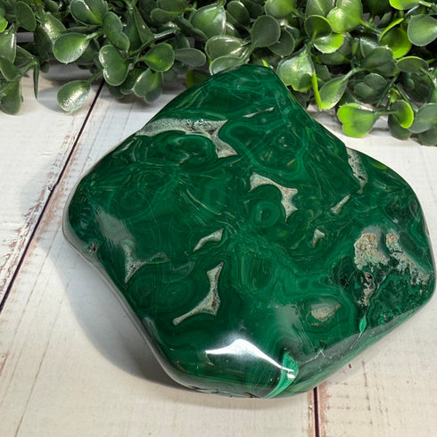 3.5" x 3" Malachite Slab—Polished & Natural specimens