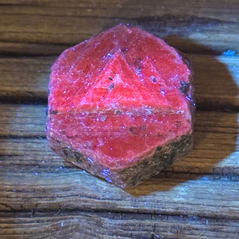 Buy Raw Ruby Crystal with Record Keepers from India | Natural Hexagonal Ruby Gemstone with Red Fluorescence specimens