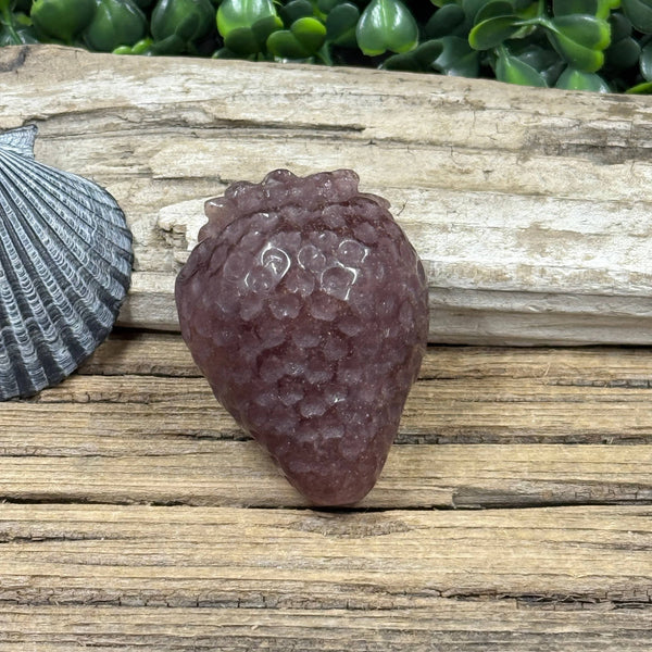 Carved Strawberry from Strawberry Quartz specimens