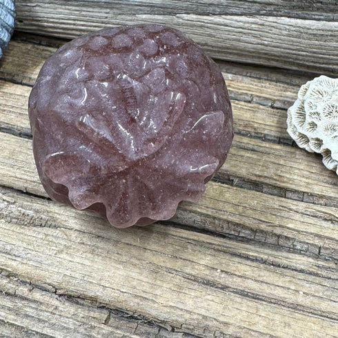 Carved Strawberry from Strawberry Quartz specimens