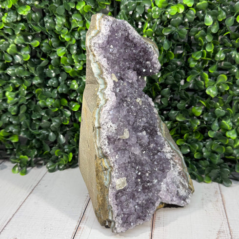 Large 7" Amethyst Crystal Geode Portal with Multiple Calcites specimens