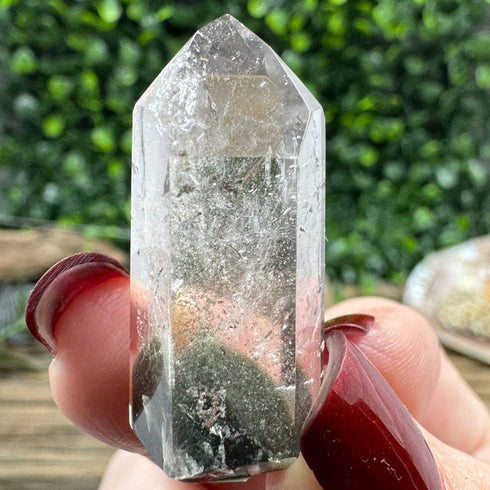 Polished Brazilian Quartz Point with Chlorite Inclusions specimens