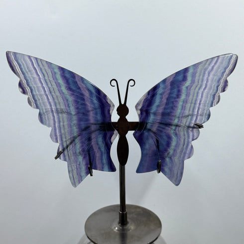 Rainbow Fluorite Butterfly Carving with Stand – Gemstone Decor specimens