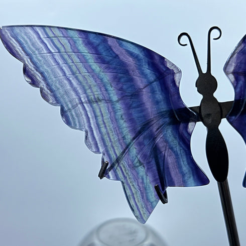 Rainbow Fluorite Butterfly Carving with Stand – Gemstone Decor specimens