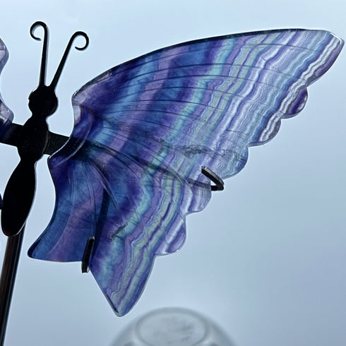 Rainbow Fluorite Butterfly Carving with Stand – Gemstone Decor specimens