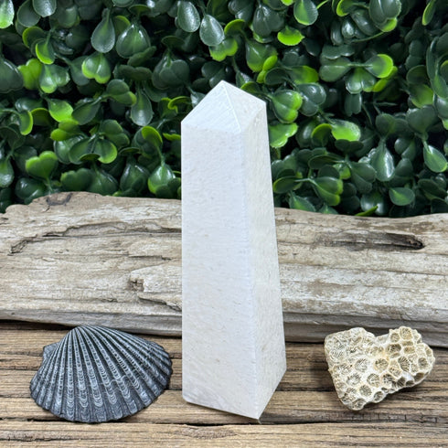 Scolecite Tower: Pure White Elegance, No Color Needed specimens
