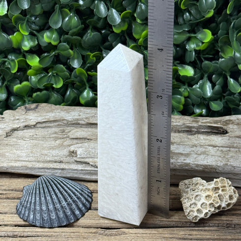 Scolecite Tower: Pure White Elegance, No Color Needed specimens