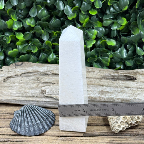 Scolecite Tower: Pure White Elegance, No Color Needed specimens