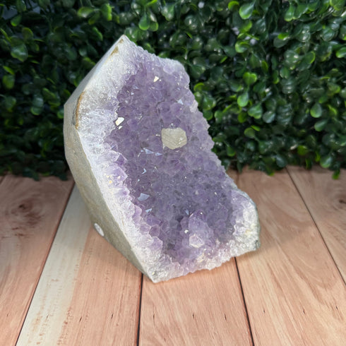 Self Standing Amethyst Geode 5” x 3” with Stunning Calcite specimens
