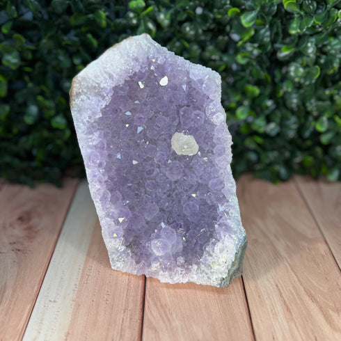 Self Standing Amethyst Geode 5” x 3” with Stunning Calcite specimens