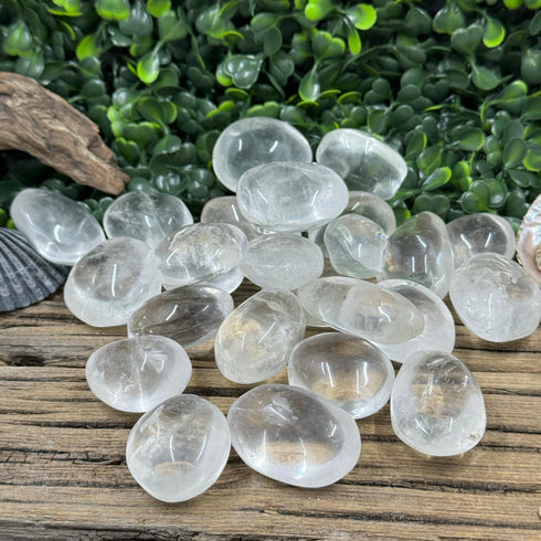 Single Clear Quartz Tumble Stone with Unique Inclusions - Energy Amplifying Crystal specimens