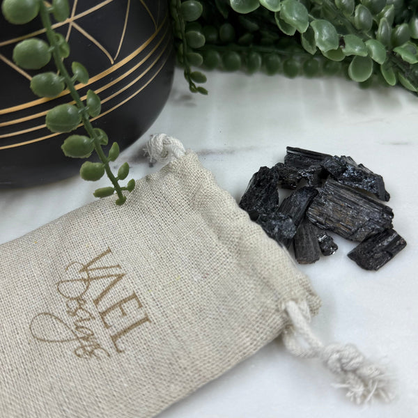 Small Bag of Black Tourmaline Crystals specimens
