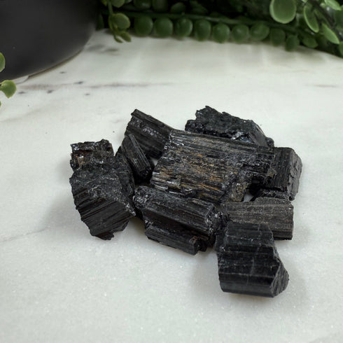 Small Bag of Black Tourmaline Crystals specimens